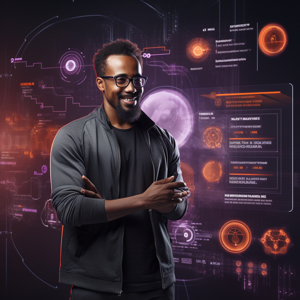 Man talking to data